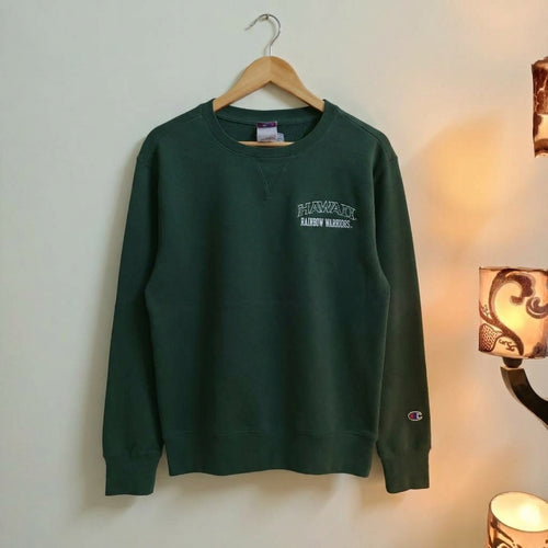 Champion "Hawaii Rainbow Warriors" Embroidered Crewneck - Forest Green
